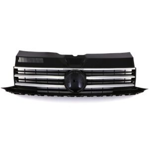 Gloss Black Badged Front Bumper Grille Chrome Trim For VW Transporter T6 16-19