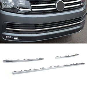 3 Piece Chrome Front Bumper Grille Trim For VW Transporter T6 16-19