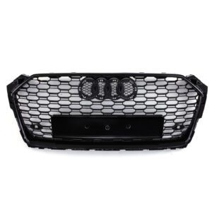 Gloss Black Front Grille Honeycomb RS5 Style for Audi A5 B9 F5 17-20