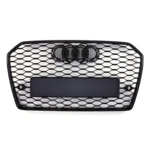Black Front Badgeless Grille Honeycomb RS6 Style for Audi A6 C7.5 16-18