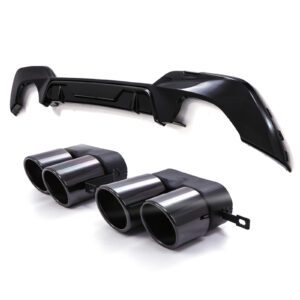 Gloss Black Rear Quad Exit Diffuser With Tailpipes For BMW 3 Series G20 G21 19-21