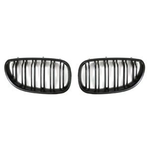 Gloss Black Front Kidney Grilles For BMW 5 Series E60 E61 03-10